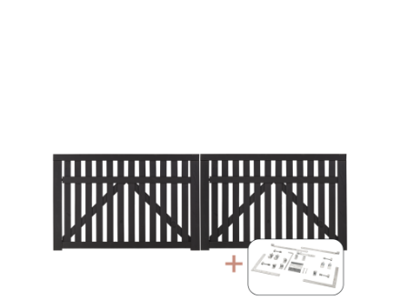 Plus Country Doppeltor EInfahrtstor schwarz grundiert 300 x 98 cm mit Beschlägen Plus Country Doppeltor EInfahrtstor schwarz grundiert 300 x 98 cm mit Beschlägen