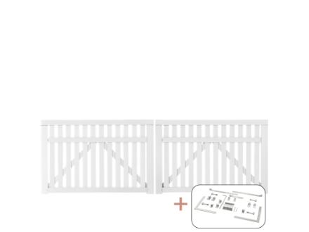 Plus Country Doppeltor Einfahrtstor weiss grundiert 300 x 98 cm mit Beschlägen Plus Country Doppeltor Einfahrtstor weiss grundiert 300 x 98 cm mit Beschlägen