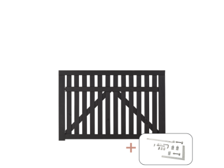 Plus Country breites Einzeltor schwarz grundiert 150 x 98 cm mit Beschlägen Plus Country breites Einzeltor schwarz grundiert 150 x 98 cm mit Beschlägen