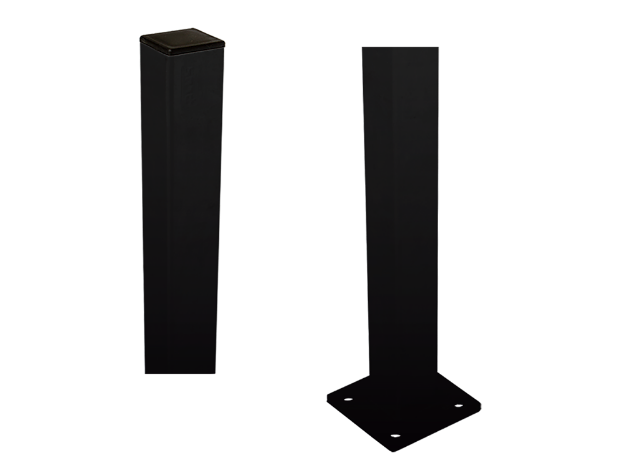 Plus Stahlpfosten verzinkt schwarz mit Fuss 4,5 x 4,5 x 95 cm