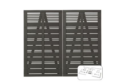 Plus Silence Sichtschutz Doppeltor umbragrau 200 x 170 cm mit Beschlägen Plus Silence Sichtschutz Doppeltor umbragrau 200 x 170 cm mit Beschlägen