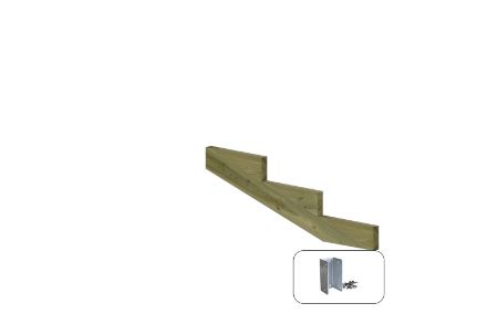 Plus Treppenwange 3-stufig 19 Grad Kiefer 117 x 39 cm mit Beschlagsset Plus Treppenwange 3-stufig 19 Grad Kiefer 117 x 39 cm mit Beschlagsset