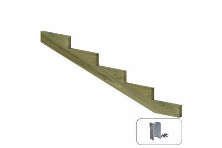 Plus Treppenwange 5-stufig 19 Grad Kiefer 195 x 65 cm mit Beschlag Plus Treppenwange 5-stufig 19 Grad Kiefer 195 x 65 cm mit Beschlag