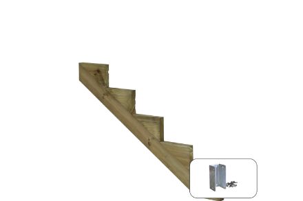 Plus Treppenwange 5-stufig Kiefer 125 x 85 cm mit Beschlag Plus Treppenwange 5-stufig Kiefer 125 x 85 cm mit Beschlag