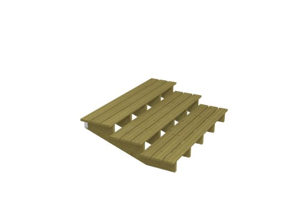 Plus Aussentreppe druckimprägniert 3-stufig Gartentreppe 19 Grad - 180 x 118 x 42 cm