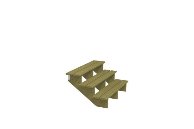 Plus Aussentreppe druckimprägniert 3-stufig Terrassentreppe 34 Grad - 120 x 76 x 54 cm