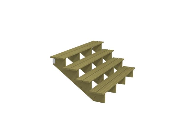 Plus Aussentreppe druckimprägniert 4-stufig Terrassentreppe 34 Grad - 180 x 101 x 71 cm