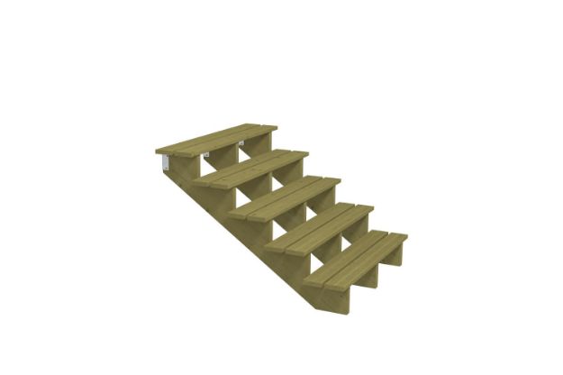 Plus Aussentreppe druckimprägniert 5-stufig Terrassentreppe 34 Grad - 120 x 126 x 88 cm