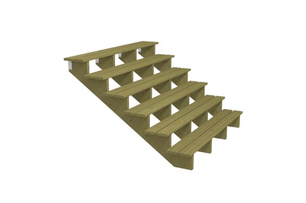 Plus Aussentreppe druckimprägniert 6-stufig Terrassentreppe 34 Grad - 180 x 151 x 105 cm