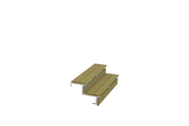 Plus Stahl-Aussentreppe verzinkt 2-stufig Terrassentreppe 34 Grad - 120 x 54 x 37 cm