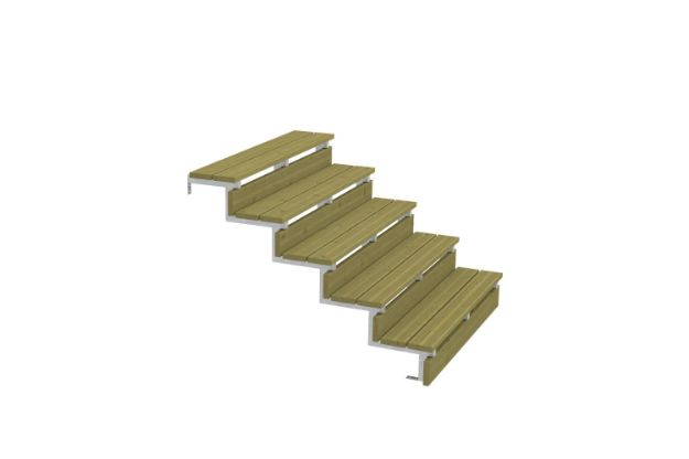 5-stufige Außentreppe in einer Breite von 120 cm mit verzinktem Stahl für erhöhte Langlebigkeit.