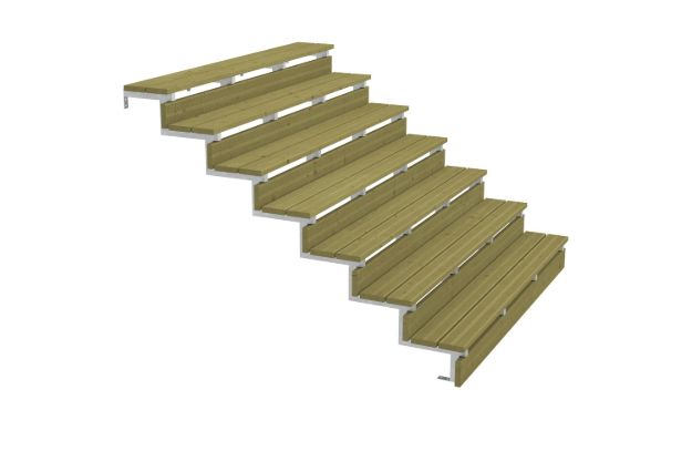 Plus Stahl-Aussentreppe verzinkt 7-stufig Terrassentreppe 34 Grad - 180 x 179 x 122 cm