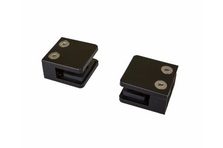 Plus Glasbeschlag schwarz für laminiertes Glas mit Gummi-Pads für Vierkantpfosten 2er Set Plus Glasbeschlag schwarz für laminiertes Glas mit Gummi-Pads für Vierkantpfosten 2er Set