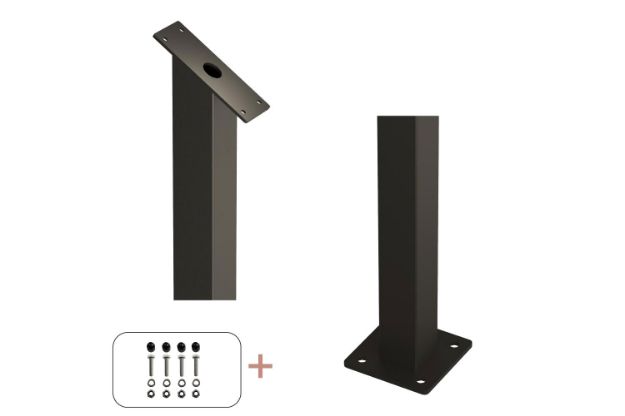 Plus Stahlpfosten quadratisch schwarz 34 Grad mit Fuss 4,5 x 4,5 x 87,1 cm für Treppenhandlauf