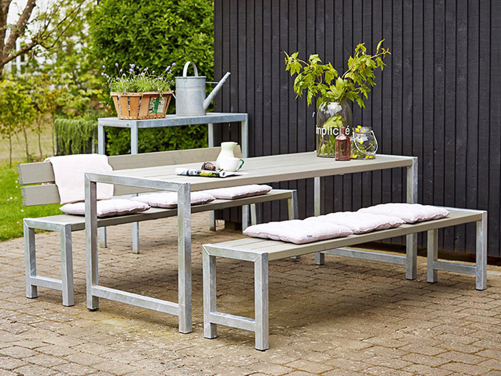 Plus Plankengarnitur 186 cm mit Tisch und 2 Bänken ThermoWood