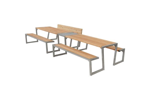 Plus Zigma Picknicktisch mit Verbindungsmodul Thermowood 392 cm