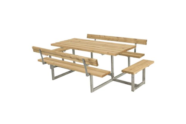 Plus Basic Picknicktisch mit 2 Anbausätzen und 2 Rückenlehnen Thermowood 260 x184 cm