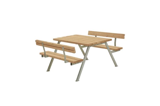 Plus Alpha Picknicktisch mit 2 Rückenlehnen Thermowood naturfarben 118 x 185 x 73 cm