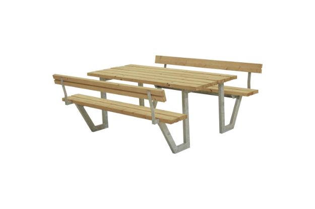 Plus Wega Picknicktisch mit 2 Rückenlehnen Thermowood 177 cm