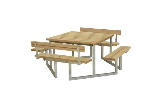 Plus Twist Sitzgruppe Picknicktisch mit 2 Rückenlehnen Thermowood 204 cm