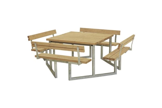 Plus Twist Sitzgruppe Picknicktisch mit 4 Rückenlehnen Thermowood 227 cm
