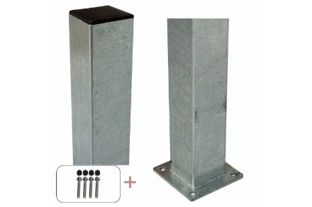 Plus Stahlpfosten verzinkt mit Fuss + Schrauben-Set 8 x 8 x 96 cm Plus Stahlpfosten verzinkt mit Fuss + Schrauben-Set 8 x 8 x 96 cm