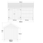Plus Gartengebäude Classic Multihaus Doppeltor / offen 432 x 248 cm Abmessungen