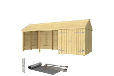 Plus Gartengebäude Classic Multihaus offen mit Doppeltor 626 x 234 cm - Dachpappe, Aluleisten und Bodenanker Plus Gartengebäude Classic Multihaus offen mit Doppeltor 626 x 234 cm - Dachpappe, Aluleisten und Bodenanker