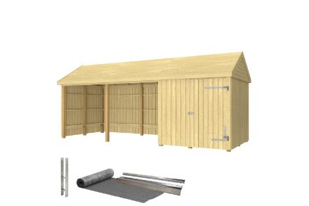 Plus Gartengebäude Classic Multihaus offen mit Einzeltüre 626 x 234 cm - Dachpappe, Aluleisten und Bodenanker Plus Gartengebäude Classic Multihaus offen mit Einzeltüre 626 x 234 cm - Dachpappe, Aluleisten und Bodenanker