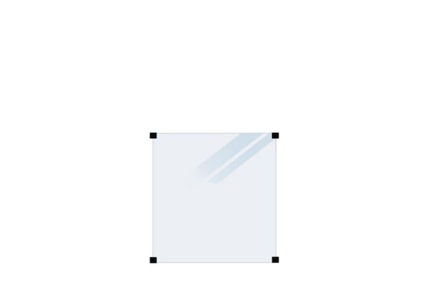 Plus Verbundglaszaun Klarglas 90 x 91 cm für quadratische Pfosten mit schwarzen Halterungen