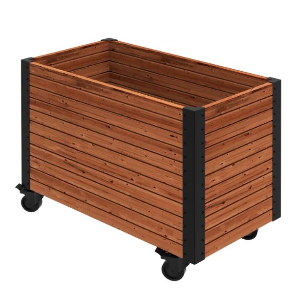 Plus Cubic Living rollender Pflanzkasten ThermoWood - schwarz 87 x 46 x 65,5 cm