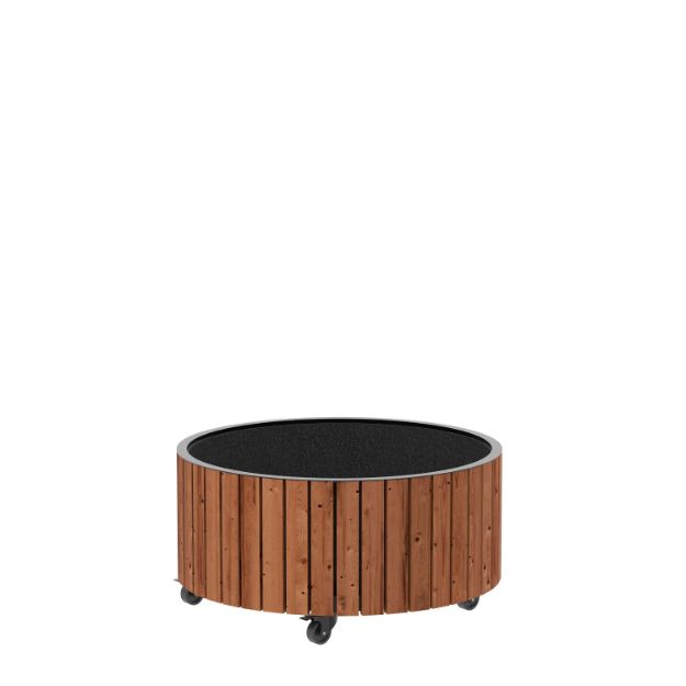 Plus Circle rollender Pflanzkasten ThermoWood - schwarz 70 x 35 cm