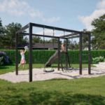 Plus Fitness Reckstange 90 cm schwarz mit Montageplatte an Daylife Schaukel 3