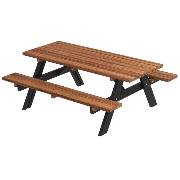 Plus Picknicktisch mit Klappsitzen ThermoWood schwarz 177 cm