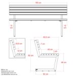 Plus Relax Bank 150 cm ThermoWood zeichnung