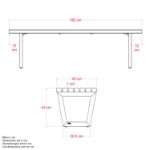 Plus Siesta Living Bank und Tisch Möbel 150 cm ThermoWood - schwarz Zeichnung