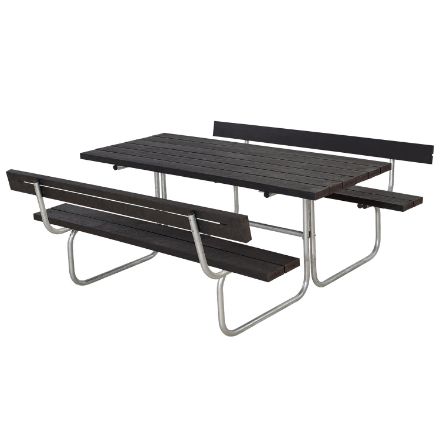 Plus Classic Picknicktisch mit 2 Rückenlehnen RePlast Recycling schwarz 177 x 177 cm Plus Classic Picknicktisch mit 2 Rückenlehnen RePlast Recycling schwarz 177 x 177 cm