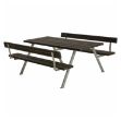 Plus Alpha Picknicktisch mit 2 Rückenlehnen RePlast Recycling schwarz 177 x 185 x 73 cm