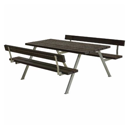 Plus Alpha Picknicktisch mit 2 Rückenlehnen RePlast Recycling schwarz 177 x 185 x 73 cm Plus Alpha Picknicktisch mit 2 Rückenlehnen RePlast Recycling schwarz 177 x 185 x 73 cm