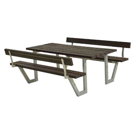 Plus Wega Picknicktisch mit 2 Rückenlehnen RePlast Recycling schwarz 177 cm Plus Wega Picknicktisch mit 2 Rückenlehnen RePlast Recycling schwarz 177 cm