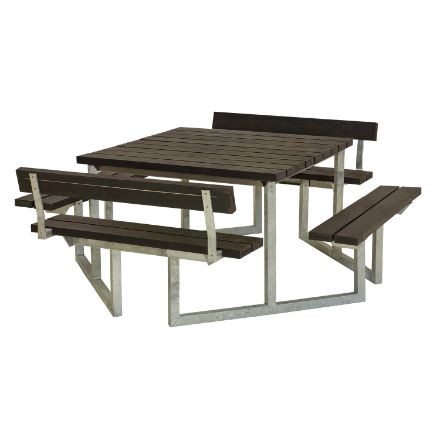Plus Twist Sitzgruppe Picknicktisch mit 2 Rückenlehnen RePlast Recycling schwarz 204 cm Plus Twist Sitzgruppe Picknicktisch mit 2 Rückenlehnen RePlast Recycling schwarz 204 cm