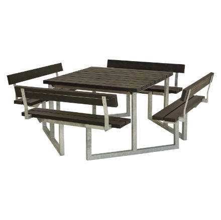 Plus Twist Sitzgruppe Picknicktisch mit 4 Rueckenlehnen RePlast Recycling schwarz 227 cm Plus Twist Sitzgruppe Picknicktisch mit 4 Rueckenlehnen RePlast Recycling schwarz 227 cm
