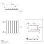 Plus Relax Bank mit Hängetisch 150 cm ThermoWood - schwarz technische Abmessung