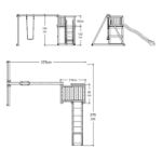 Plus Spielturm mit Schaukel und grauschwarzer Rutsche 375 x 375 x 194 cm PEFC