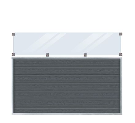 Plus Artura WPC Zaun mit Klarglas 180 x 135 cm Plus Artura WPC Zaun mit Klarglas 180 x 135 cm