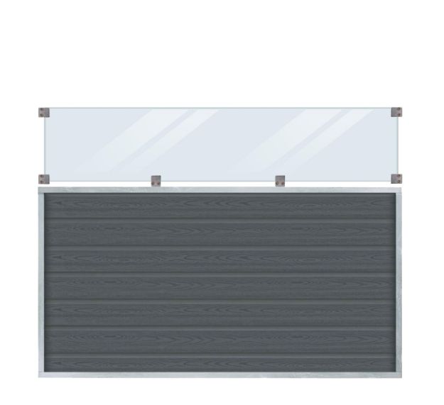 Plus Artura WPC Zaun mit Klarglas 180 x 135 cm