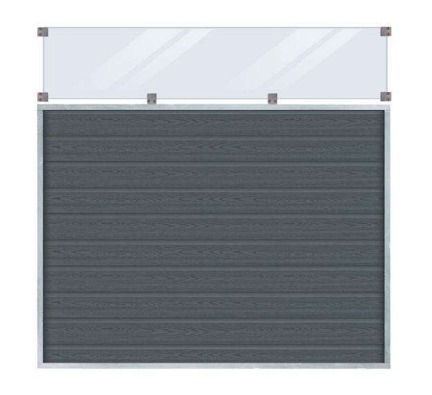 Plus Artura WPC Zaun mit Klarglas 180 x 175 cm