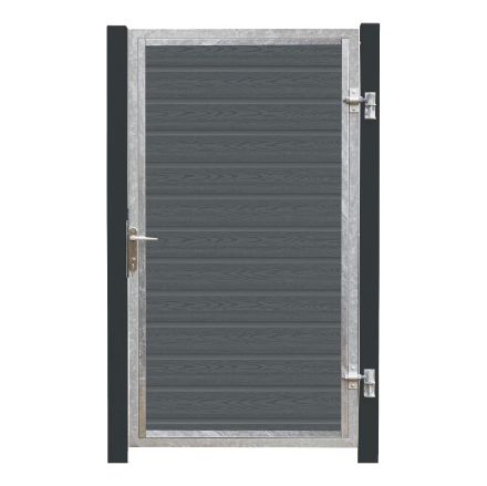 Plus Artura WPC Tor 115 x 175 cm mit Pfosten grauschwarz -  Anschlag links Plus Artura WPC Tor 115 x 175 cm mit Pfosten grauschwarz -  Anschlag links