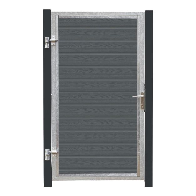 Plus Artura WPC Tor 115 x 175 cm mit Pfosten grauschwarz - Anschlag rechts