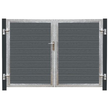 Plus Artura WPC Doppeltor 213 x 135 cm mit Pfosten grauschwarz Plus Artura WPC Doppeltor 213 x 135 cm mit Pfosten grauschwarz